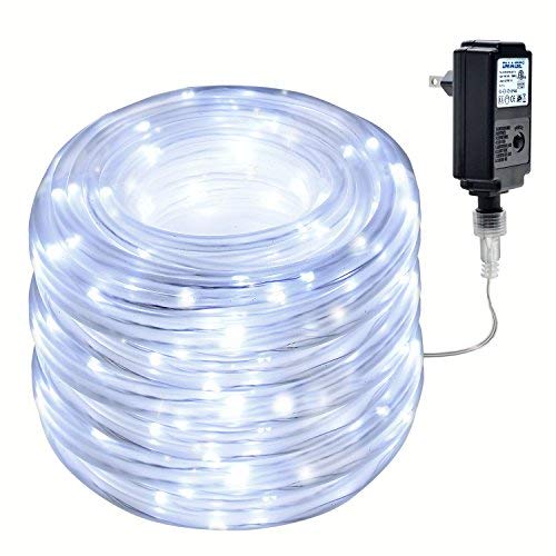 LED String Lights 20Meter/66Feet 200 LEDs Image Waterproof Decorative Rope Lights with 8 Flashing Modes for Indoor Outdoor Decorations Wedding Garden Patio Party -White