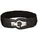 b.m.c BMC High Waist Brushed Silver Metal Hook and Eyelet Buckle Wide Black Elastic Fashion Belt