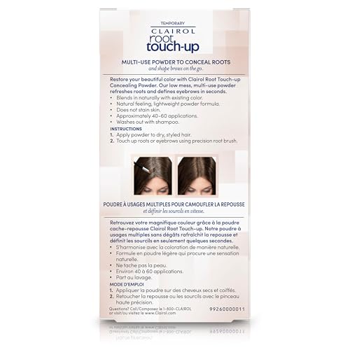 CLAIROL ROOT TOUCH-UP TEMPORARY CONCEALING POWDER, DARK BROWN HAIR COLOR, PACK OF 1