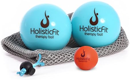 HolisticFit Special Massage Balls set with FREE hands and feet Mini Ball. Soft Physical Yoga and Pilates Therapy Rubber/Silicone Balls for Instant Muscle Pain Relief and Trigger Point Treatment (Blue)