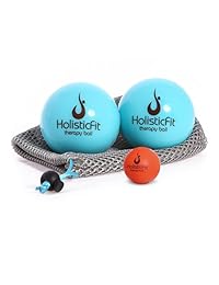 HolisticFit - Bola de masaje terapéutica con herramientas de liberación miofascial. Con mini bola de manos y pies  . Bola de terapia de yoga, bolas de goma para alivio instantáneo del dolor muscular, terapia de punto de activación.