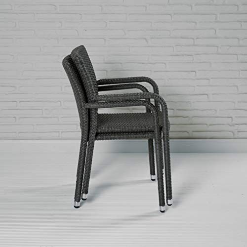 8er Set stapelbarer Gartenstuhl aus der Möbelserie Barcelona in grau mit Armlehnen exkl. Auflage für Garten, Terrasse… – Bild 7