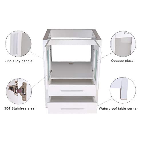 UEway 24" White Bathroom Vanity Without Countertop,24Lx20Wx32H,2