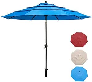 YXB Sombrilla de Patio de 9 pies, 3 Niveles Market Umbrella Sombrilla