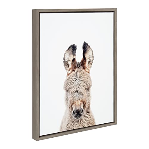 Kate and Laurel Sylvie Animal Studio Burro Portrait Framed Canvas Wall Art by A…