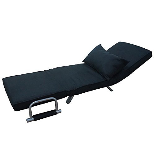 LEADZM Folding Sofa Bed Sleeper Couch Arm Chair for Single Person, with Dust Cover, for Dual Purpose, Black