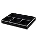 KINGFOM Pu Leather Desk Organizer Tray, 4 Compartment Office Storage Supplies Stationery Drawer Tray, Nightstand Bedside Tray for Key, Wallet, Sunglass, Watch, Coin, Phone Valet Tray Stackable Black