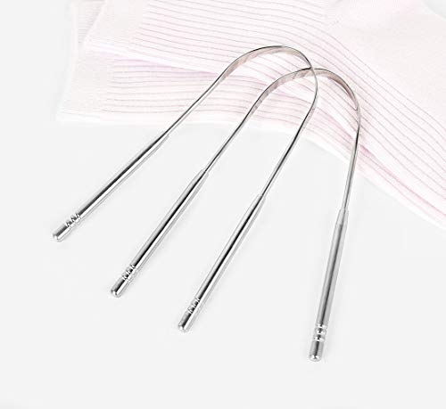 Tongue Scraper 2 Pack FDA Approved Tongue Cleaner 18/8 Stainless Steel Tongue Brush Removes Bacteria and Bad Breath (2 pack)