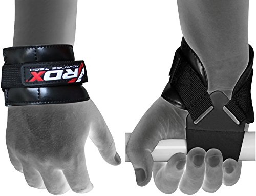 RDX Weight Lifting Reverse Hook Straps | Maya Hide Leather Wrist Grips for Powerlifting,Weightlifting, Bodybuilding, Strength Training & Workout | Great for Deadlift, Shrugs, Chin Up