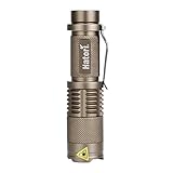 Hatori 18650 Flashlight Ultra Bright Handheld LED Flashlight with Zoomable Adjustable Focus 5 Light Modes Water Resistant Torch, Battery-Powered (Not Included) Tactical Flashlight, Bronze