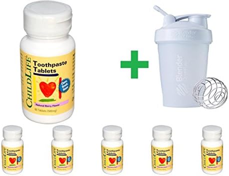 ChildLife, Essentials, Toothpaste Tablets, Natural Berry Flavor, 500 mg, 60 Tablets(6 Packs)+ Assorted Sundesa, BlenderBottle, Classic With Loop, 20 oz