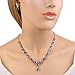 EleQueen Women's Silver-tone Cubic Zirconia Oval Shape Leaf Necklace Earrings Set For Brides And Weddings Amethyst Color
