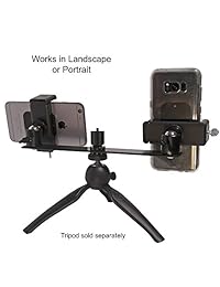 livestream Gear Dual dispositivo Barra de montaje con 2 soportes de los Jefes de pelota y primavera para Fit de tamaño regular Smartphone. Incluye 1 4" -20 hilos a Adjuntar trípode.