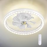 KINGTORO Modern White Ceiling Fans with Lights