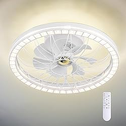 KINGTORO Modern White Ceiling Fans with Lights