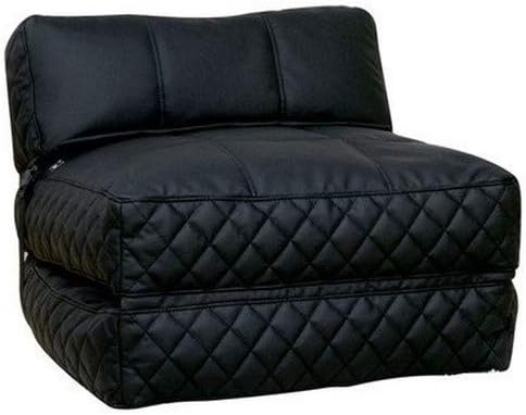 Leader Lifestyle Futon Chair Bed, Denim, Black, W83 x D77 x H61cm