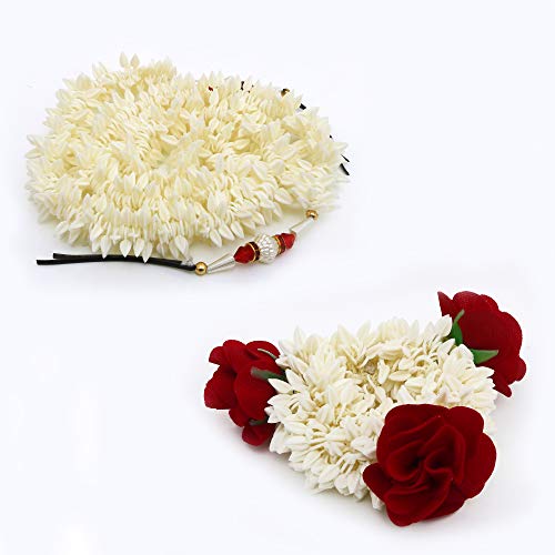 Paradise Hair Bun Gajra Flower Artificial Juda Accessories for Women Red White 60 grams pack of 2 pc 1 Paradise Hair Bun Gajra Flower Artificial Juda Accessories for Women Red White 60 grams pack of 2 pc