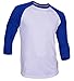 DREAM USA Men's Casual 3/4 Sleeve Baseball Tshirt Raglan Jersey Shirt White/Blue 3XL
