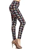 Leggings Depot Women's Fall/Winter Ultra Soft Christmas Reindeer Snowflake Print Holiday Fashion Leggings (Vibrant Snowflakes, One Size (Size 0-12))