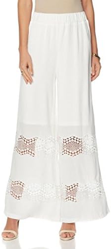Colleen Lopez Sunny Coast Lace Pant Star Crepe Non-Stretch White L New 524-432