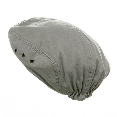 Washed Canvas Golfing Beret Ivy Ascot Cabbie Cap Light Grey