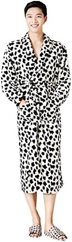 Km Couples Winter Cow Long Homewear Coral Velvet Night-gown Hooded Bathrobe (Male XL)