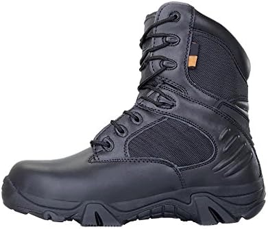 Ifantasy Men's Military Tactical Boots Waterproof Hiking Combat Boots Army Comp Toe Side Zip Work Boots