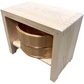 IPPINKA Japanese Hinoki Wood Bath Stool &amp; Sawara Pure Wood Bath Bucket Set