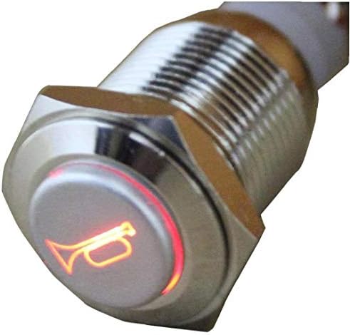 12V 5A Car Vehicle Red LED Light Momentary Speaker Horn Push Button Metal Switch 19mm