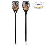 Poweradd Solar Light Outdoor, IP67 Waterproof Flickering Flames Dancing Solar Torch Lights Dust to Dawn Auto On/Off Solar Security Spotlight for Garden, Patio, Yard, Driveway - 2 Pack
