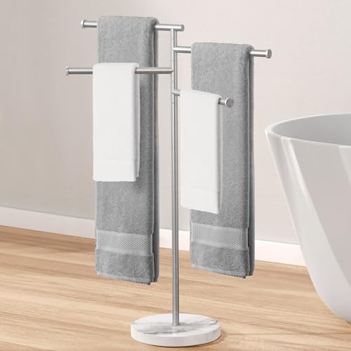 KES BTH219S4-2 Floor Towel Rack Swivel 4 Arms Stainless Steel SUS304 Bathroom Towel Towel Holder Marble Brushed