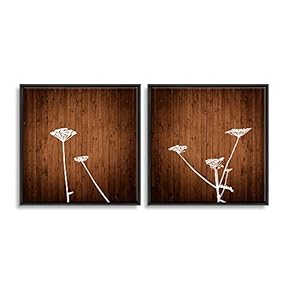 2 Piece Framed Canvas Wall Art for Living Room, Bedroom Wood Flower Theme Canvas Prints for Home Decoration Ready to Hang - 16"x16"x2 Panels