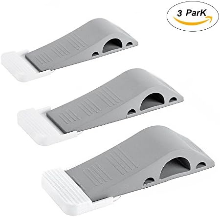 Rubber Door Stopper with Bonus Holders Flexible Easily Wedge Non-Slide Works on All Floor Surfaces Modern Decor Design for Baby Pet Child Wall Protector 3PCS