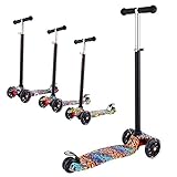 Hikole Kick Scooter for Kids, 3 Wheel Scooter for Toddlers Girls & Boys, 3 Adjustable Height, Lean to Steer with PU Flashing Wheels for Children from 3 to 12 Years Old
