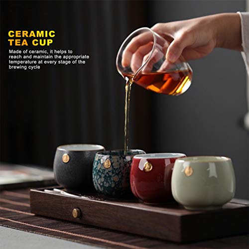4 Stück Teetasse-Set Tea Cups Japanische Teetasse Retro Gebackene Teetasse Set Art Keramik Kung Fu Teegeschirr Kaffeetasse Geschenkbox Set für Home Office – Bild 7