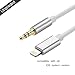 sunshot Lightning to 3.5mm Male to Male Aux Stereo Audio Gold Cord cable for iPhone 8 X 7 & 7 Plus - Premium Headphone Adapter to Car Stereo (3.5mm Aux Cable 3.3ft / 1M) (Silver)