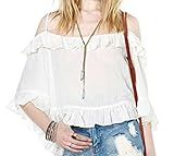 YUNY Women's Spaghetti Straps Cut Out Off Shoulder Blouse