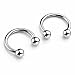 Jovivi 2pcs 16G Stainless Steel Horseshoe Bar Nose Ring Septum Circular Barbell Tragus Earrings 5/16