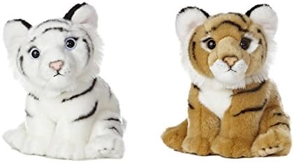 Bundle of 2 Miyoni 9" Stuffed Animals - White &amp; Bengal Tiger Cubs