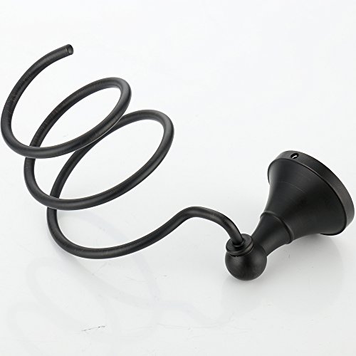 Leyden TM Horn Collection Solid Brass Hair Dryer Holder,Oil Rubbed Bronze, Matte Black - Thumbnail 4