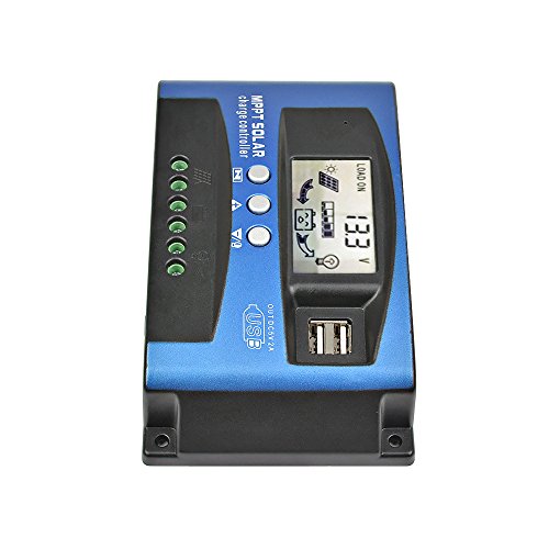 AOSHIKE 60A MCU Solar Charge Controller with LCD Display,New MPPT Technical Maximum Charging Current Multiple Load Control Modes (60A)