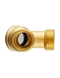 Litorange   Conector de manguera de jardín de latón macizo con 2 vías y rosca de 3 4" + 4 arandelas de goma
