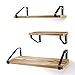 Homemaxs Floating Shelves Wall Mounted Set of 3, Natural Rustic Solid Wood Wall Shelves with 3 Display Modes for Bathroom, Bedroom, Kitchen, Living Room