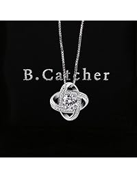 Collar con dije Gemini de plata de ley de 925, circonita, para mujer, regalo de San Valentín, de B. Catcher