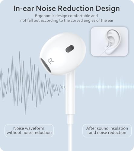 2-Pack Lightning Headphones, [MFi Certified] iPhone Headphones Wired Built-in Microphone and Noise Cancellation Volume Control, Wired Earphones Compatible with iPhone 14/14 Pro/13/12/11/XR/XS/X/8/7/SE