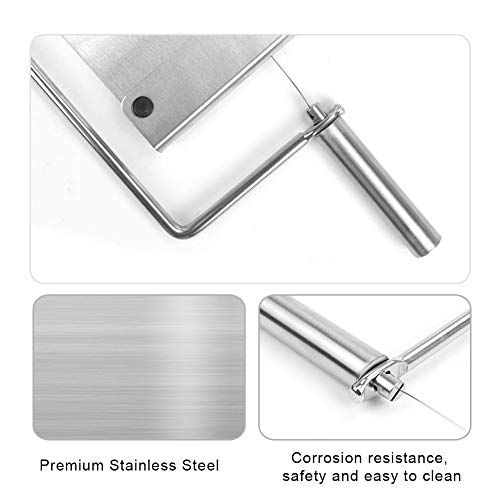 DricRoda Cheese Slicer, Stainless Steel Cheese Cutter, Wire Cheese Slicer for Cheese, Butter, Cakes, with 5 Replaceable Cheese Slicer Wires