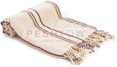PESHTOW Turkish Peshtemal Towels, Peshtamal, Turkish Fouta Towels, PERS MODEL (CREAM)