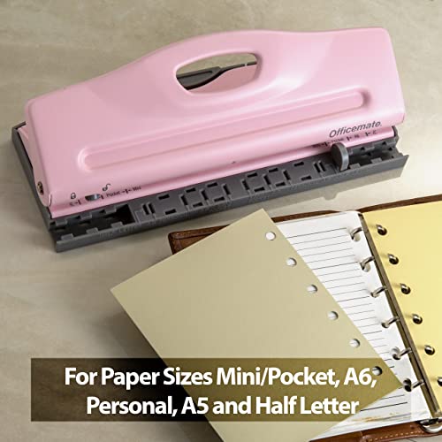 Officemate Adjustable 6Hole Punch for Planners and Binders, 8 Sheet
