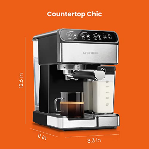 Chefman 6in1 Espresso Machine with BuiltIn Milk Frother, 15BAR Pump