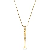 LANWLOSI Sardine Necklace for Women Large Gold Sardine Fish Pendant Necklace Summer Beach Fish Charm Neck-lace Seaside Ocean Jewelry Accessories for Her